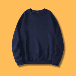 Unisex Round Neck Plain Navy Blue Sweatshirt