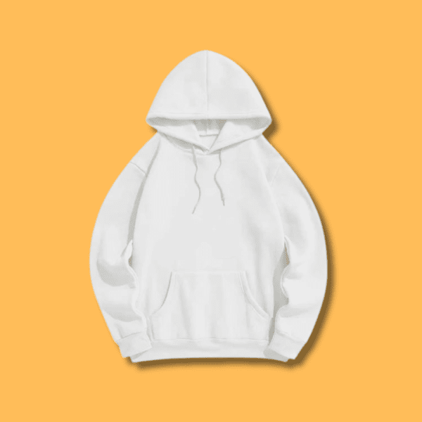 Unisex White Plain Hoodie Front