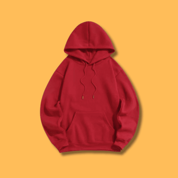 Unisex Red Plain Hoodie Front