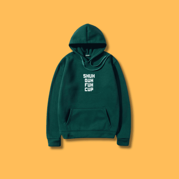 SHUH DA FUH Funny Text Printed Hoodie - Green