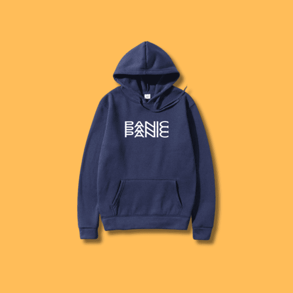 PANIC Funny Printed Hoodie - Navy Blue