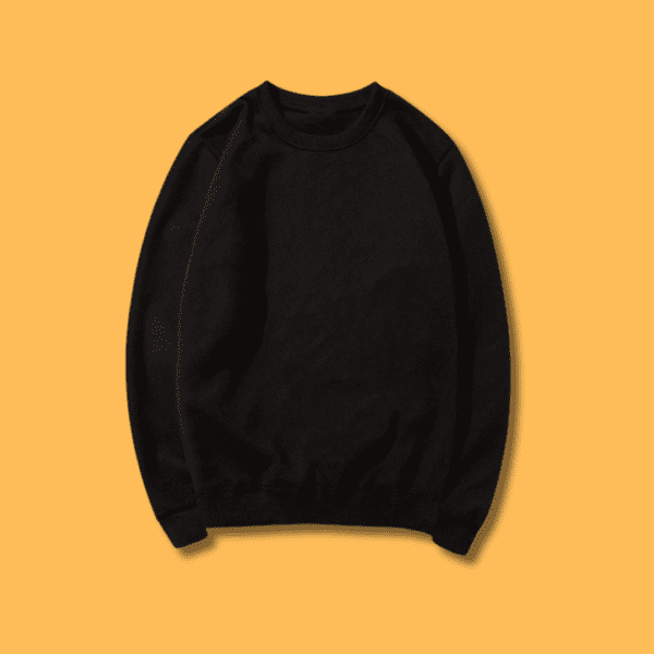 Unisex Black Plain Sweatshirt